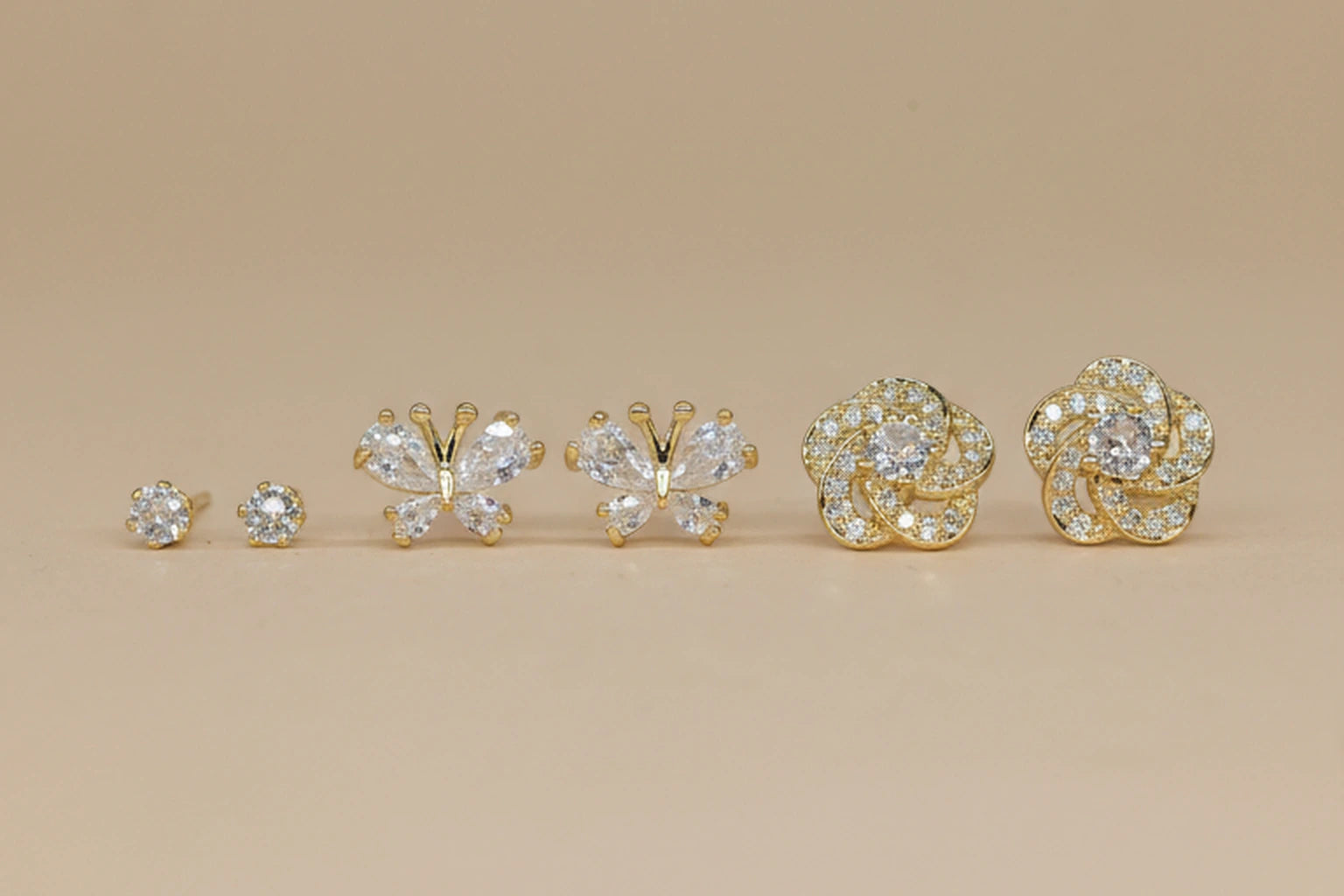 18kt Gold Polish Earring Set with Crystal Stone Anti-Tarnish & Anti-Allergic for Girls (Design 2)