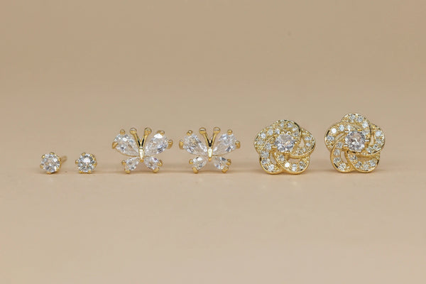 Earring Set with Crystal Stone for Women (Design 2) – 18K Gold Plated