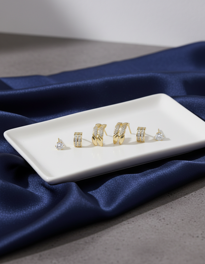 18KT gold polish earring set with crystal stone anti tranish anti allergic for girls