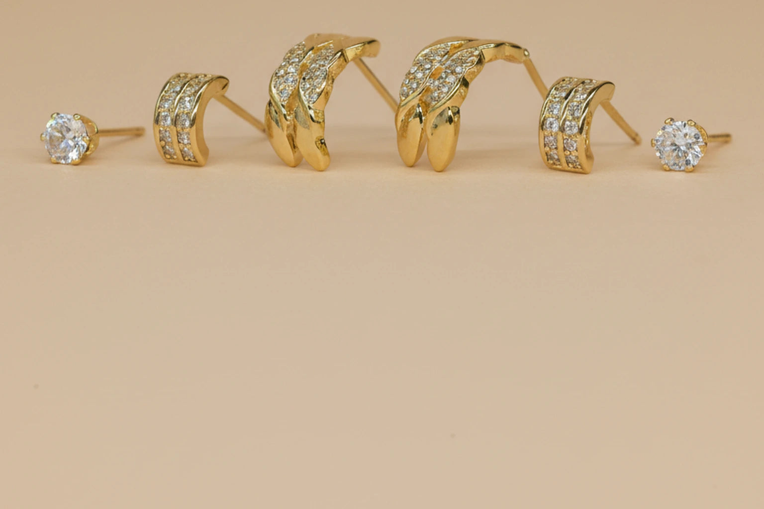 18kt Gold Polish Earring Set with Crystal Stone Anti-Tarnish & Anti-Allergic for Girls (Design 1)