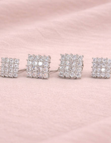 stainless steel silver polish earring set with zircon stone anti tranish anti allergic for girls