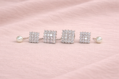 stainless steel silver polish earring set with zircon stone anti tranish anti allergic for girls