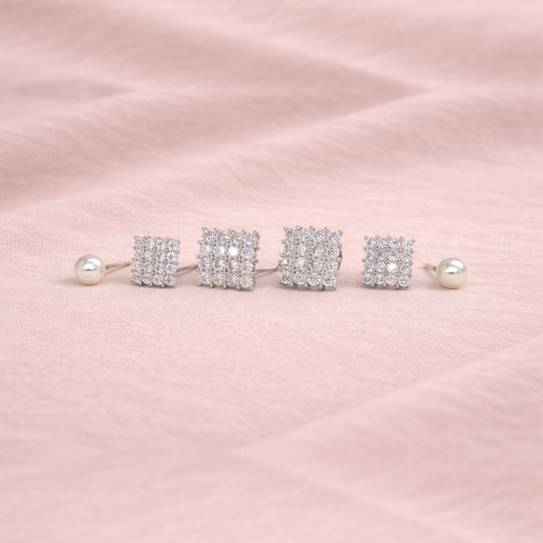 Earring Set with Zircon Stone for Women (Design 1) – Silver