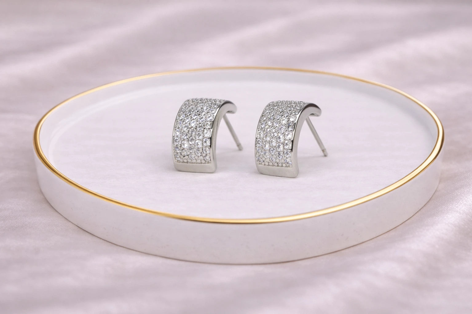 Stainless Steel Silver Polish with Diamond Anti-Tarnish & Anti-Allergic Fancy Earring for Girls (Design 11)