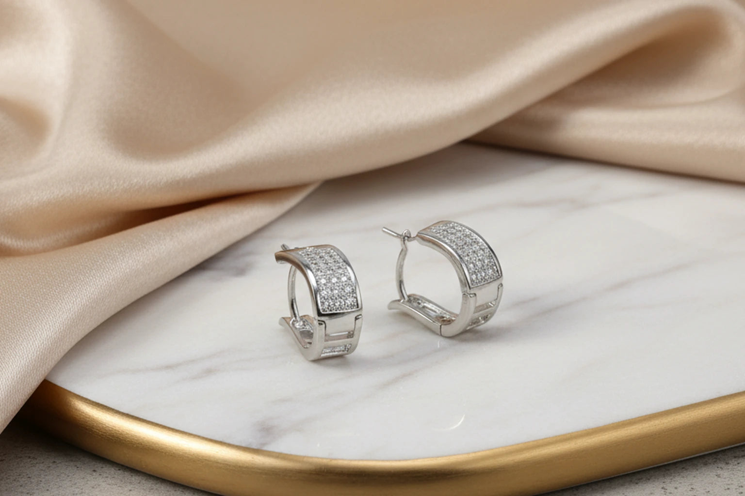 Stainless Steel Silver Polish with Diamond Anti-Tarnish & Anti-Allergic Fancy Earring for Girls (Design 8)