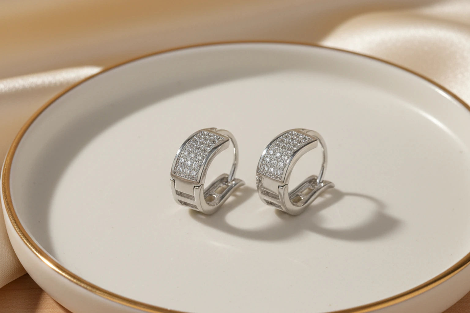 Stainless Steel Silver Polish with Diamond Anti-Tarnish & Anti-Allergic Fancy Earring for Girls (Design 8)