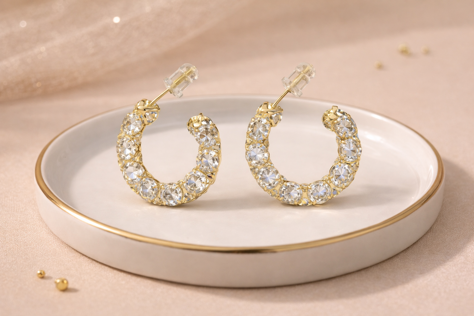 18kt Gold Polish with Diamond Anti-Tarnish & Anti-Allergic Fancy Earring for Girls (Design 1)
