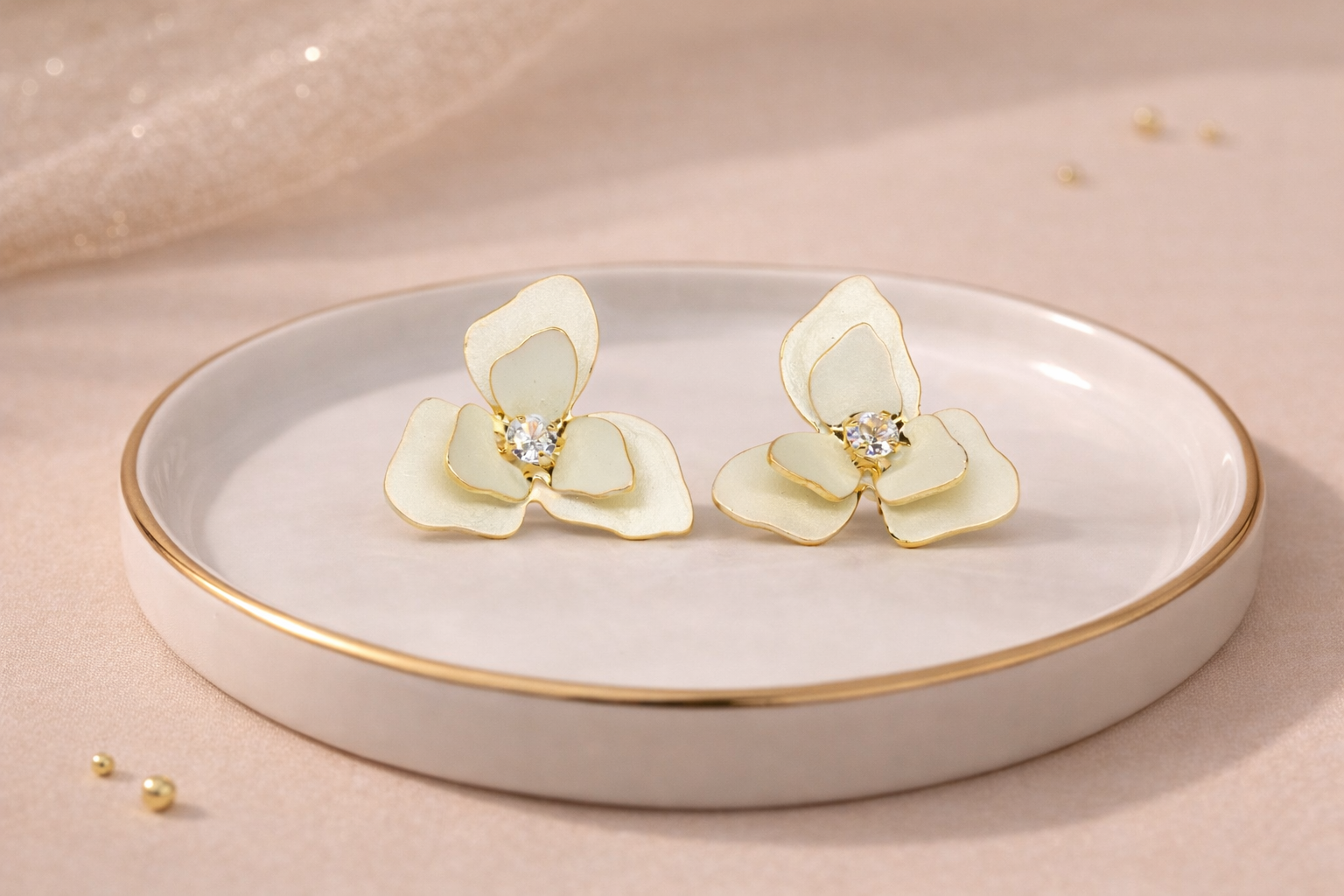 18kt Gold Polish with Pearl & Stone in Flower Anti-Tarnish & Anti-Allergic Earring for Girls