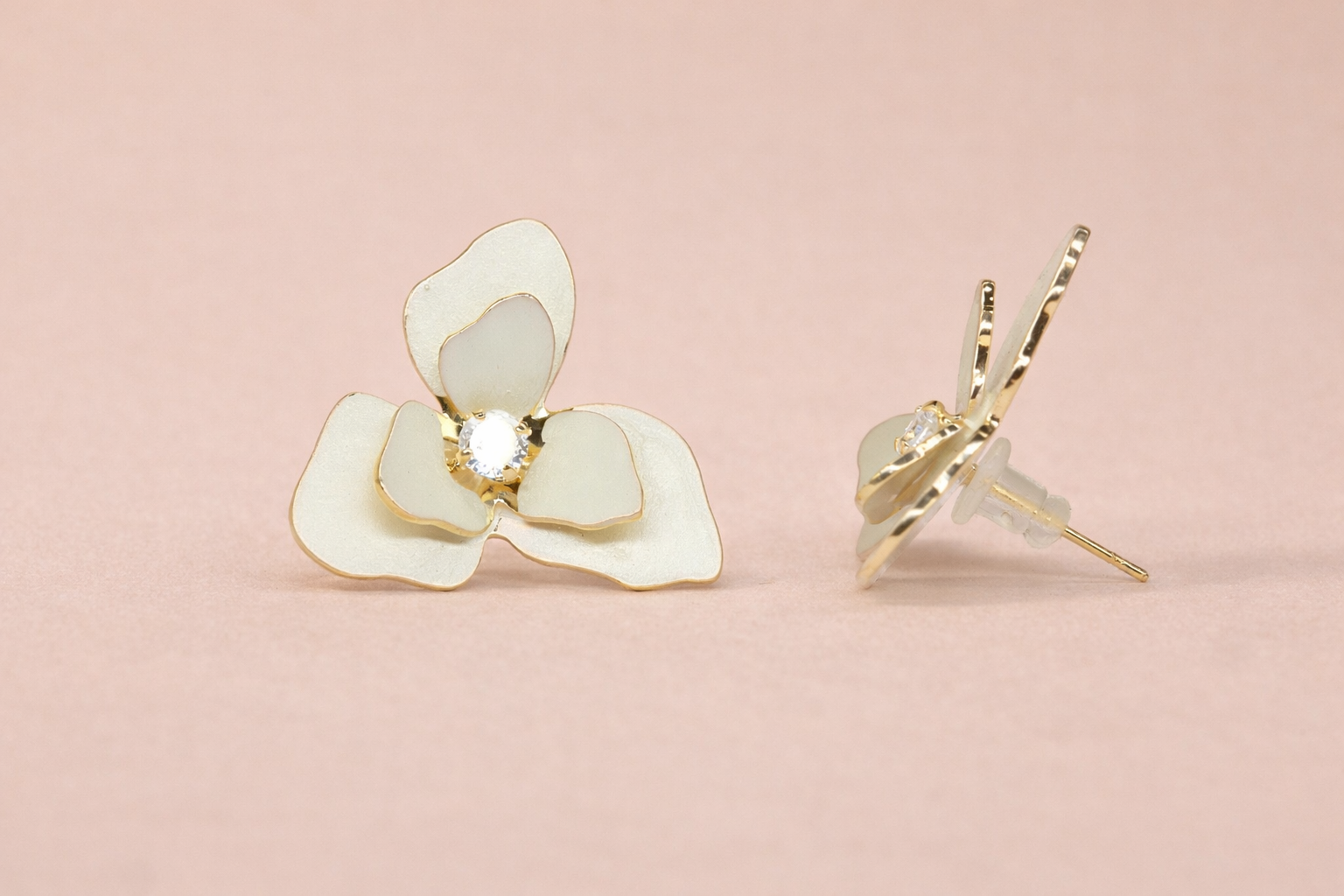 18kt Gold Polish with Pearl & Stone in Flower Anti-Tarnish & Anti-Allergic Earring for Girls