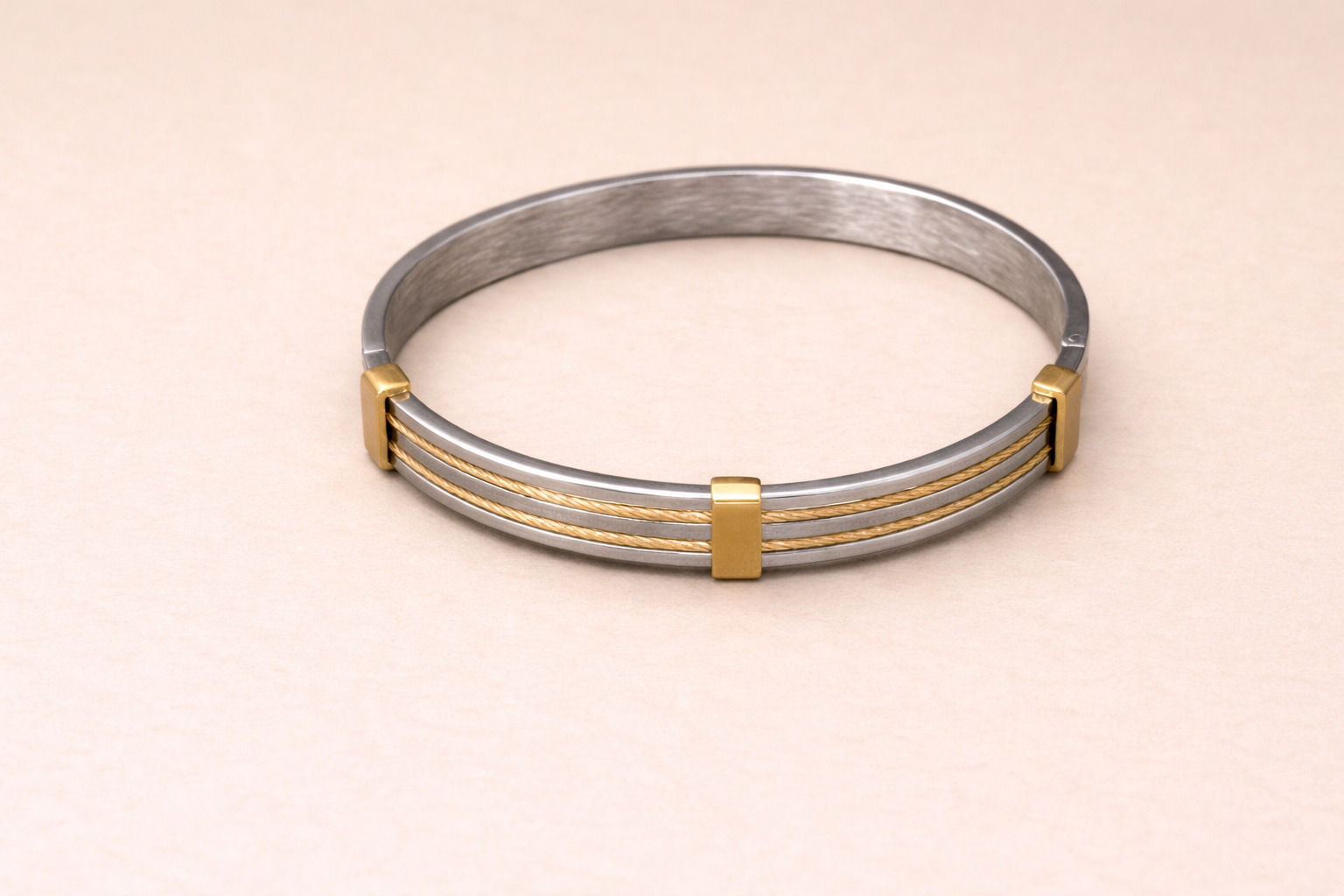 18kt Gold and Silver Stainless Steel Kada for Boys Anti-Tarnish & Anti-Allergic