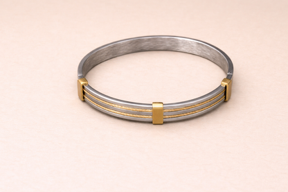 18K gold and silver staainless steel kada for boys amti tsrnish anti allergic
