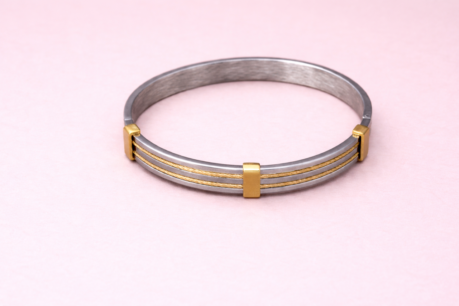 18kt Gold and Silver Stainless Steel Kada for Boys Anti-Tarnish & Anti-Allergic
