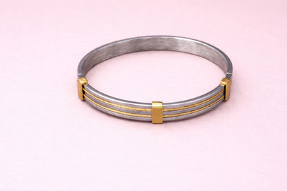 18K gold and silver staainless steel kada for boys amti tsrnish anti allergic