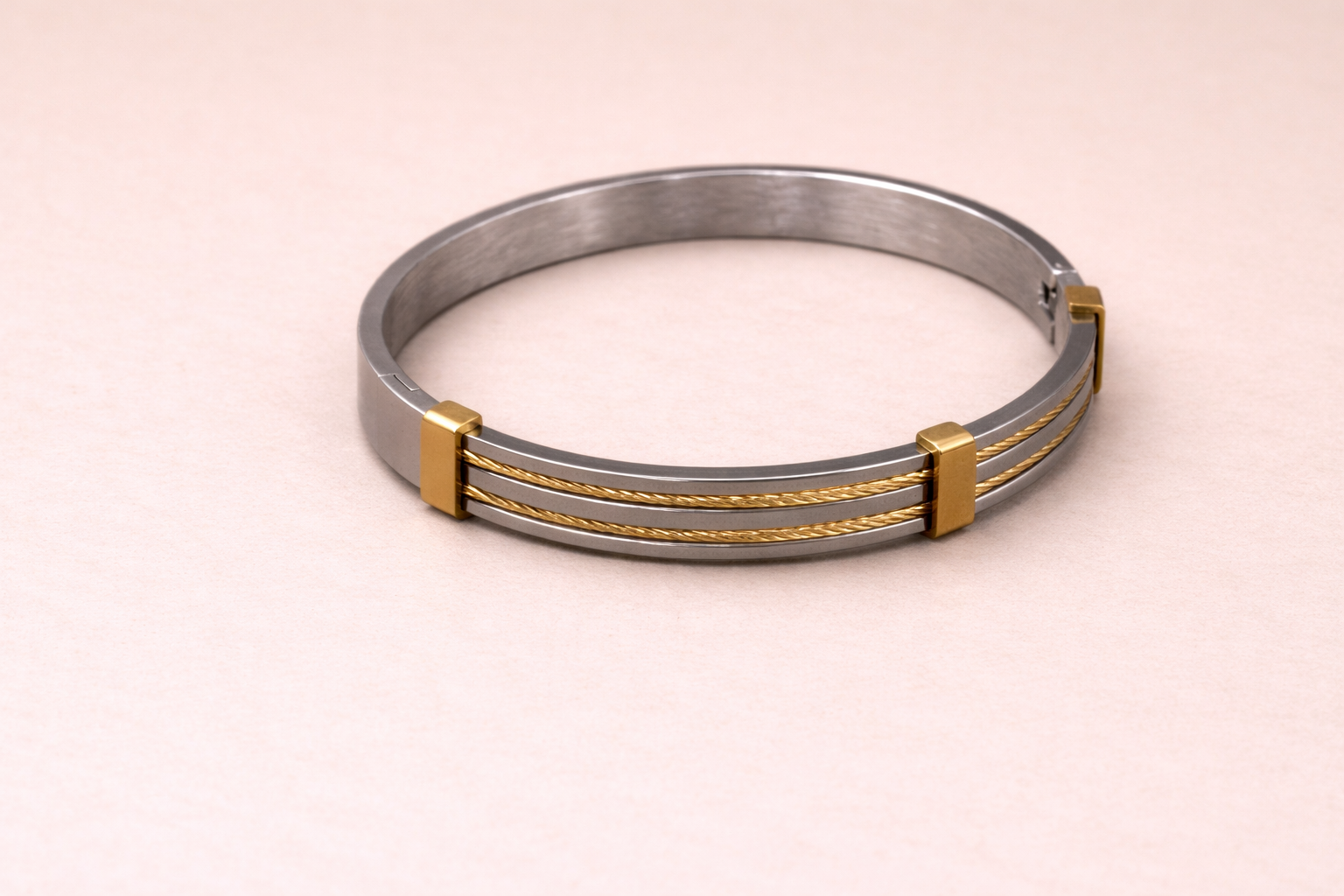 18kt Gold and Silver Stainless Steel Kada for Boys Anti-Tarnish & Anti-Allergic