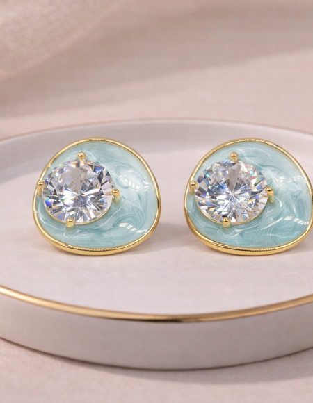 18kt gold polish with swaroski stone anti tarnish anti allergic fancy earring for girls