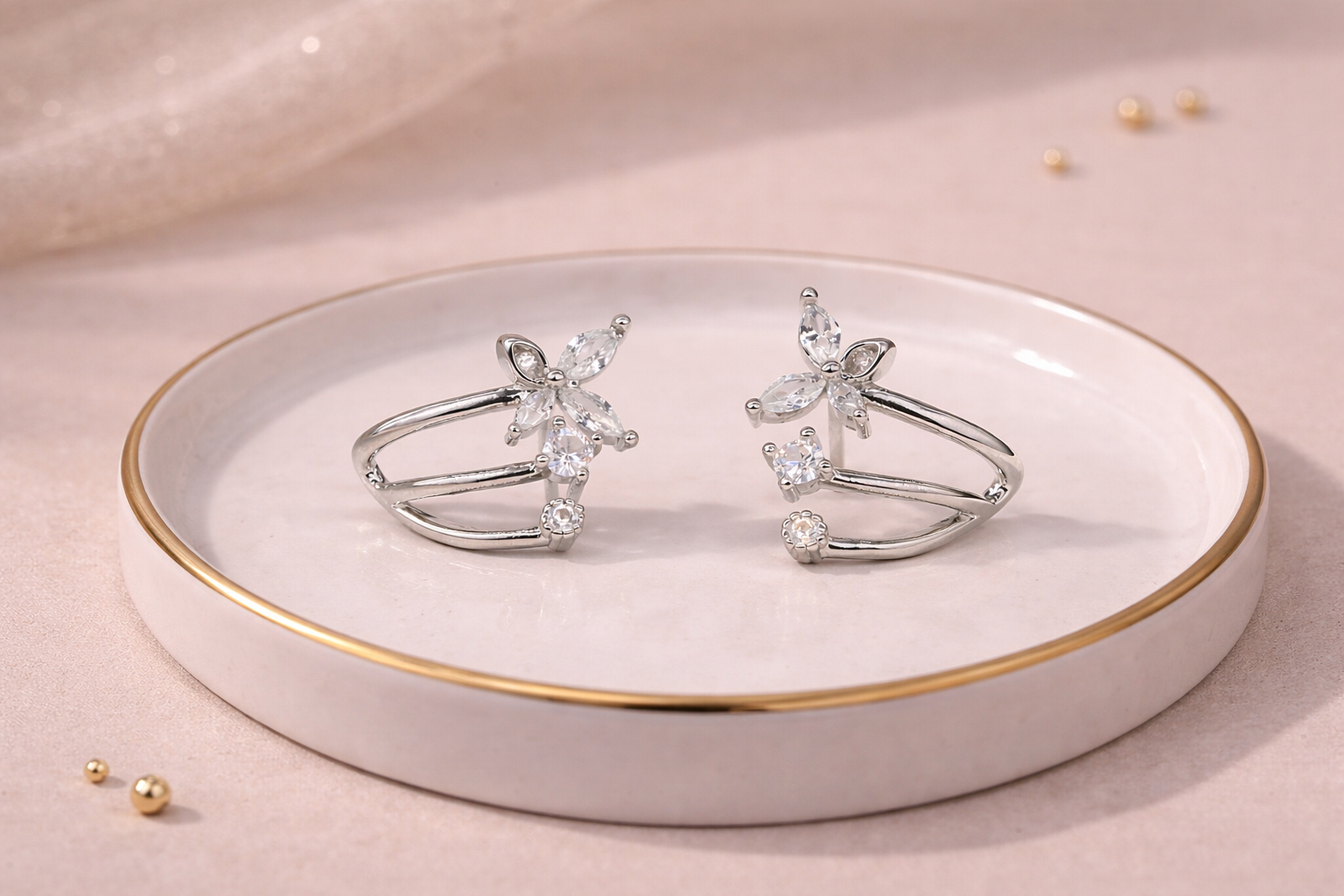 Stainless Steel Silver Polish with Stone Anti-Tarnish & Anti-Allergic Fancy Earring for Girls
