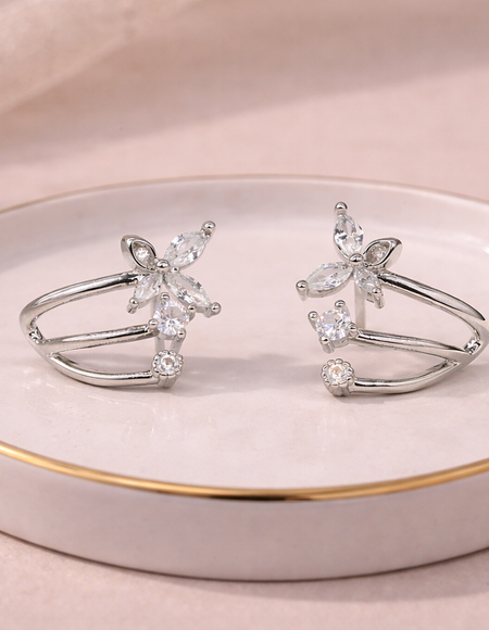 stainless steal silver polish with stone anti tarnish anti allergic fancy earring for girls