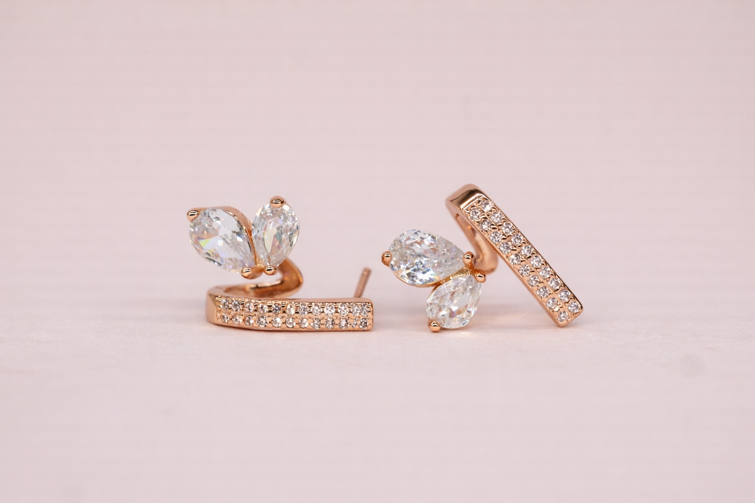 18kt Rose Gold Polish with Diamond & Swarovski Stone Anti-Tarnish & Anti-Allergic Fancy Earring for Girls
