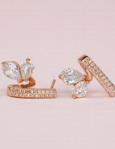 18kt rose gold polish with diamond & swaeovski stone anti tarnish anti allergic fancy earing for girls