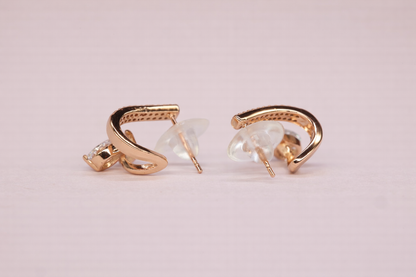 18kt rose gold polish with diamond & swaeovski stone anti tarnish anti allergic fancy earing for girls