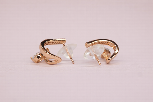 Diamond & Crystal Stone Fancy Earring for Women – 18K Rose Gold Plated
