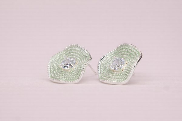 Crystal Stone with Diamond Fancy Earring for Women (Design 2) – Silver