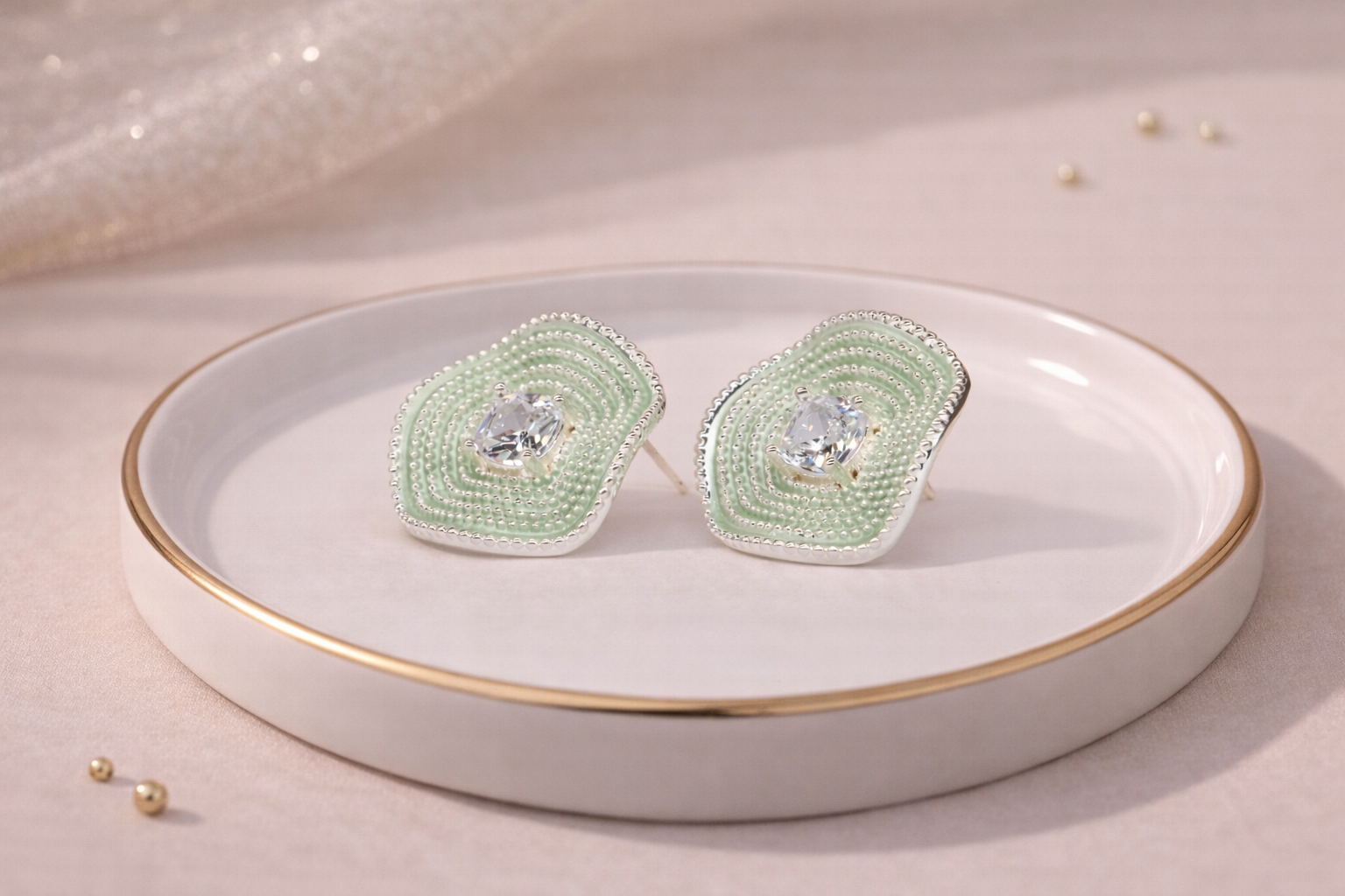 Swarovski Stone with Silver Polish with Diamond Anti-Tarnish & Anti-Allergic Fancy Earring for Girls (Design 2)