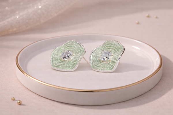 Crystal Stone with Diamond Fancy Earring for Women (Design 2) – Silver