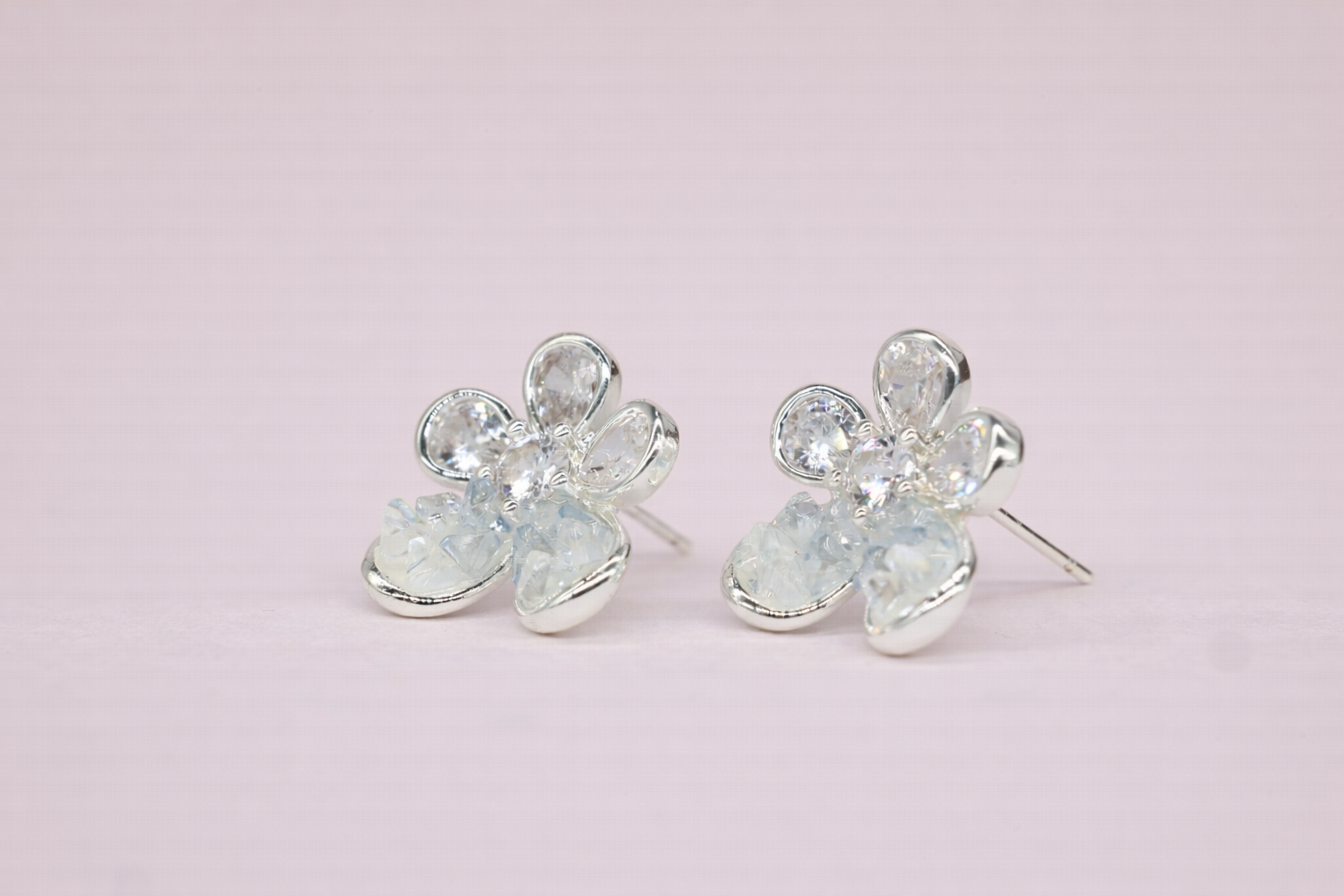 Swarovski Stone with Silver Polish with Diamond Anti-Tarnish & Anti-Allergic Fancy Earring for Girls (Design 1)