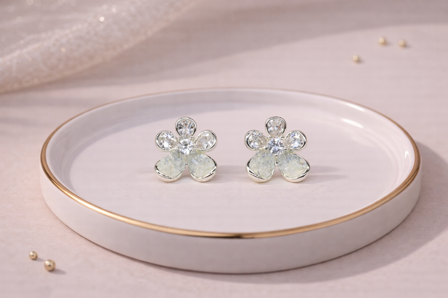 Swarovski Stone with Silver Polish with Diamond Anti-Tarnish & Anti-Allergic Fancy Earring for Girls (Design 1)