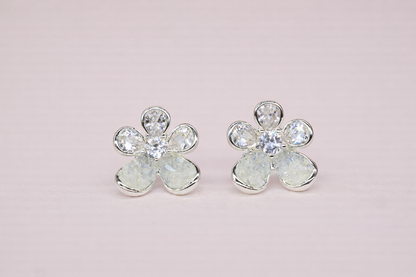 swarovski stone with silver plolish with diamond anti tarnish anti allergic fancy earring for girls