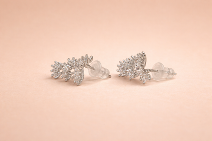 stainless steal silver polish with diamond anti tarnish anti allergic earring for girls
