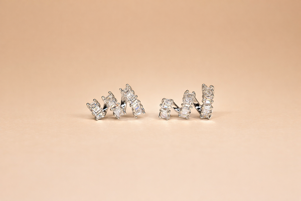 Stainless Steel with Diamond Earring for Women – Silver