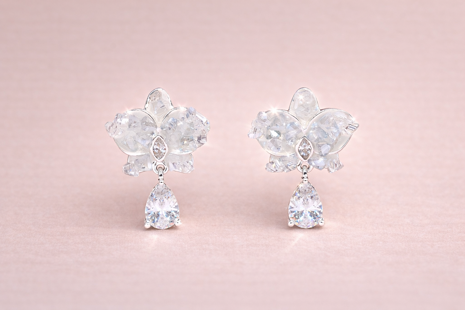 Stainless Steel Silver Polish with Swarovski Stone with Crystal Anti-Tarnish & Anti-Allergic Fancy Earring for Girls (Design 4)