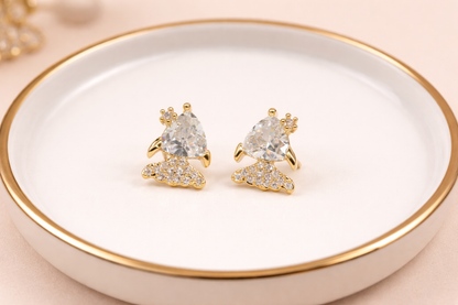 swarovski stone with 18kt gold polish anti tarnish anti allergic fancy earring for girls