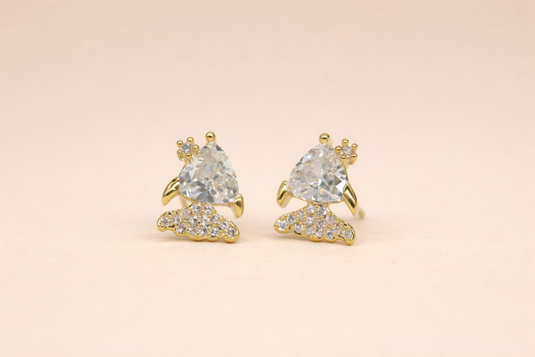 Crystal Stone with Fancy Earring for Women (Design 2) – 18K Gold Plated