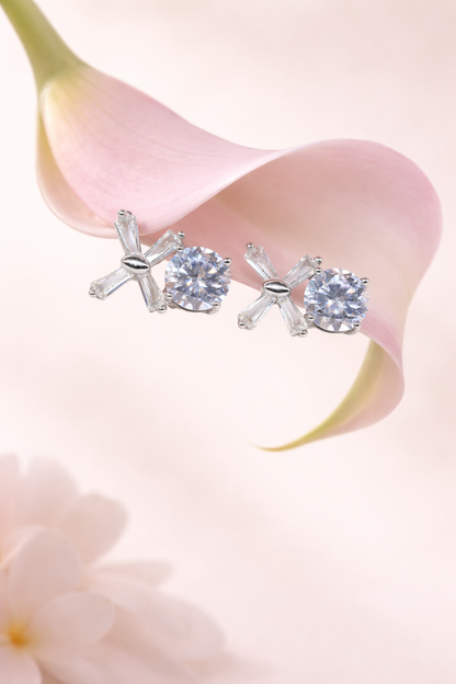 stainless steel silver polish with swarovski stone with crystal anti tarnish anti allergic fancy earring for girls
