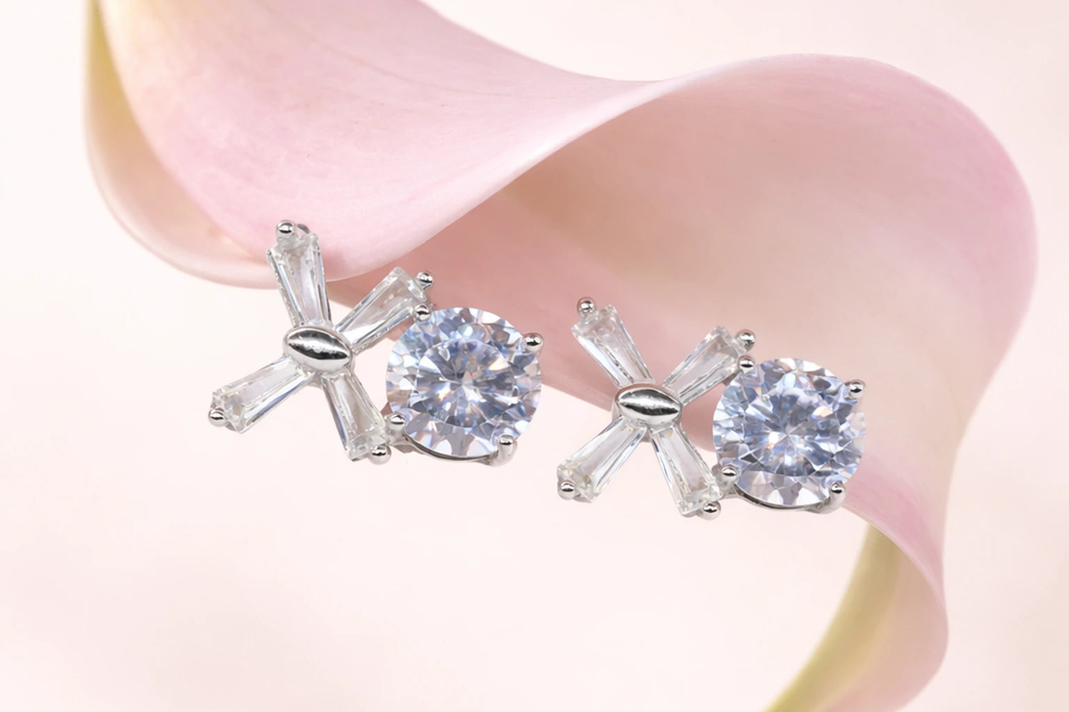 Stainless Steel Silver Polish with Swarovski Stone with Crystal Anti-Tarnish & Anti-Allergic Fancy Earring for Girls (Design 3)