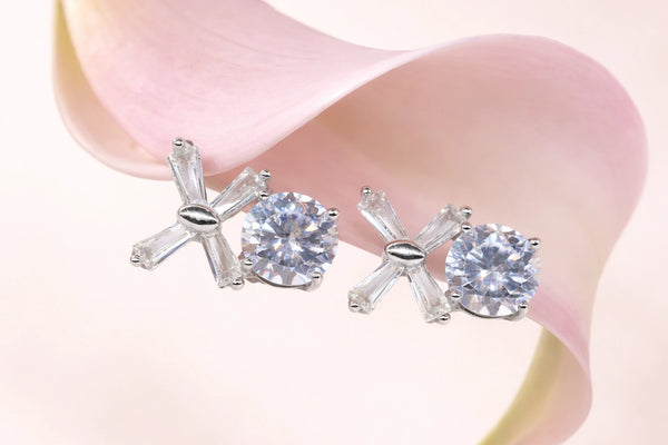 Crystal Stone Fancy Earring for Women (Design 3) – Silver