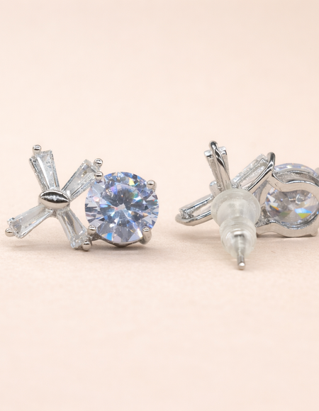 stainless steel silver polish with swarovski stone with crystal anti tarnish anti allergic fancy earring for girls