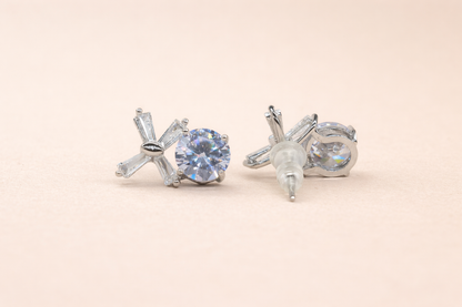 stainless steel silver polish with swarovski stone with crystal anti tarnish anti allergic fancy earring for girls