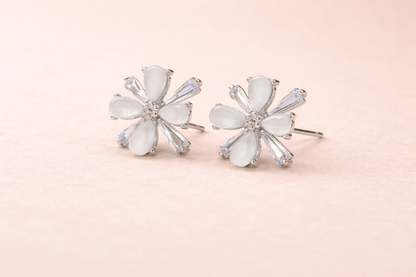 stainless steel silver polish with white pearl & diamond anti tarnish anti allergic fancy earring for girls