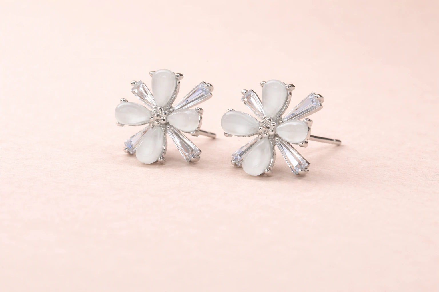 Stainless Steel Silver Polish with White Pearl & Diamond Anti-Tarnish & Anti-Allergic Fancy Earring for Girls