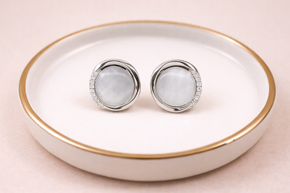 stainless steel silver polish with blue pearl anti tarnish anti allergic fancy earring for girls