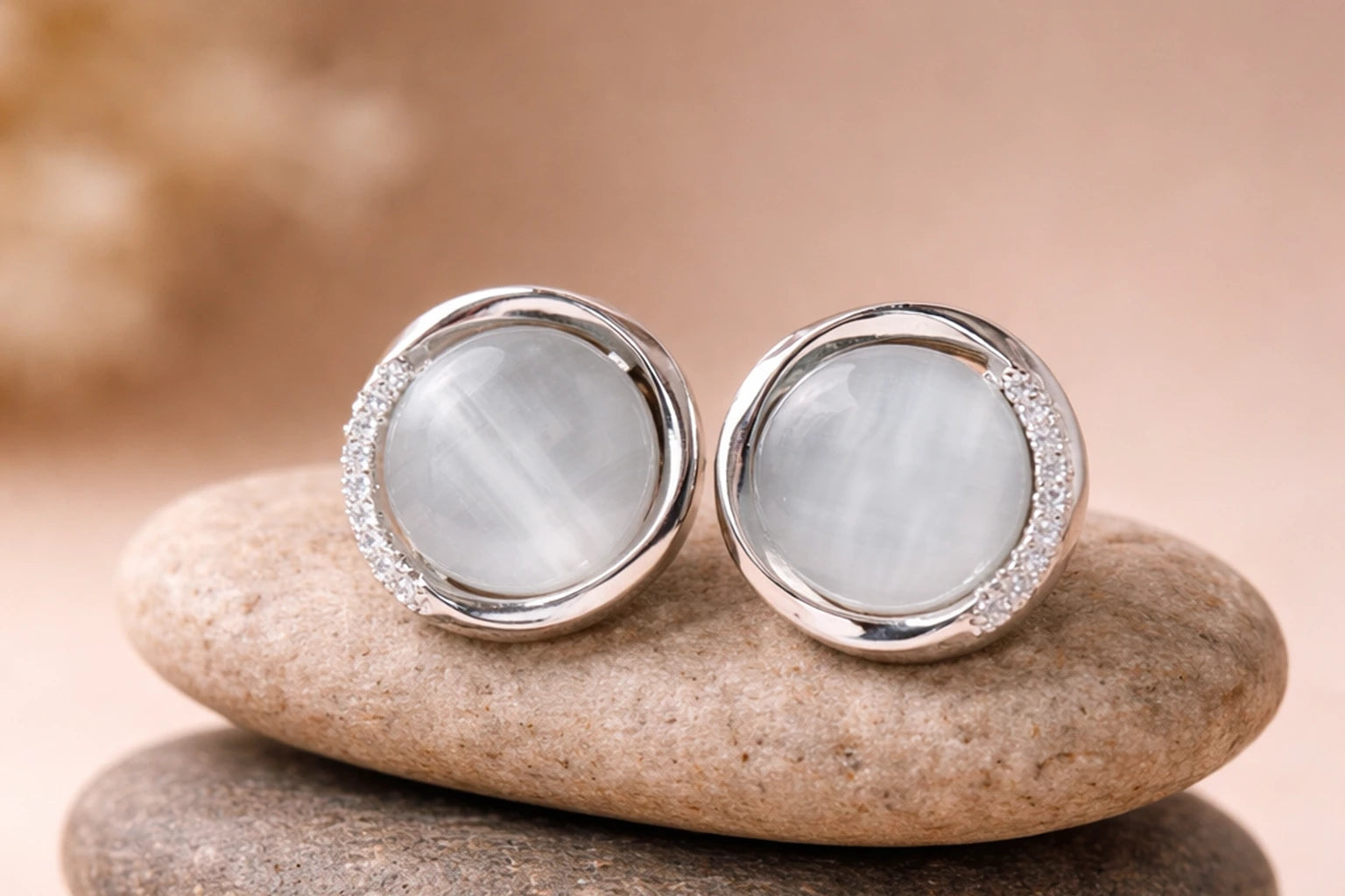 Stainless Steel Silver Polish with Blue Pearl Anti-Tarnish & Anti-Allergic Fancy Earring for Girls