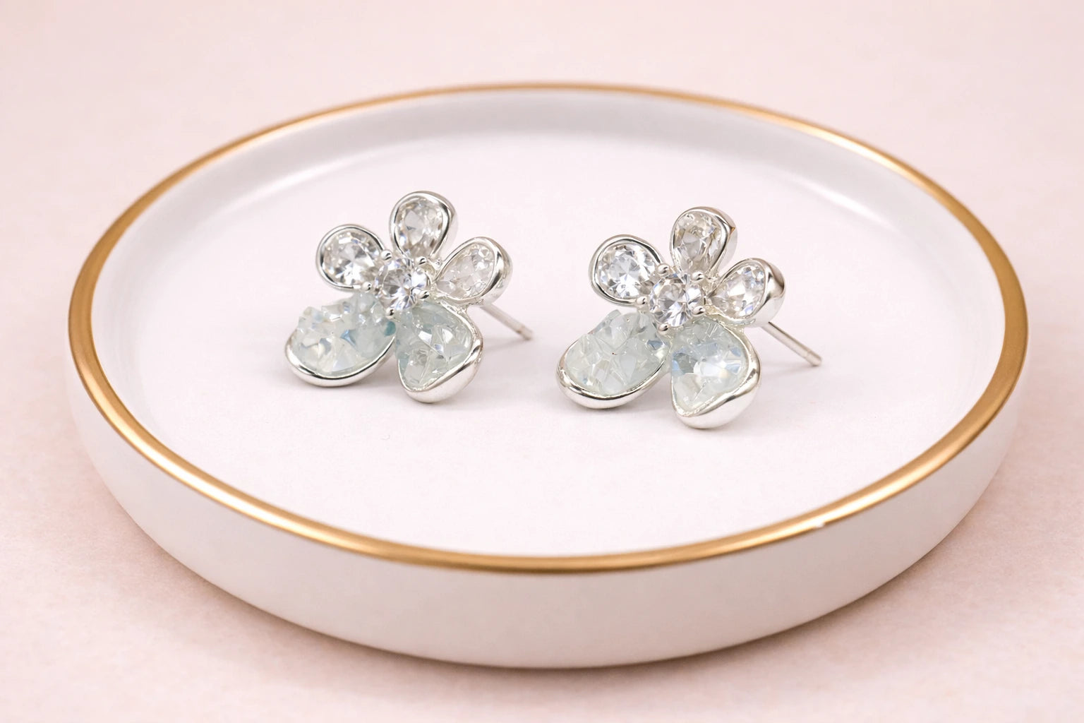 Stainless Steel Silver Polish with Swarovski Stone with Light Blue Crystal Anti-Tarnish & Anti-Allergic Fancy Earring for Girls
