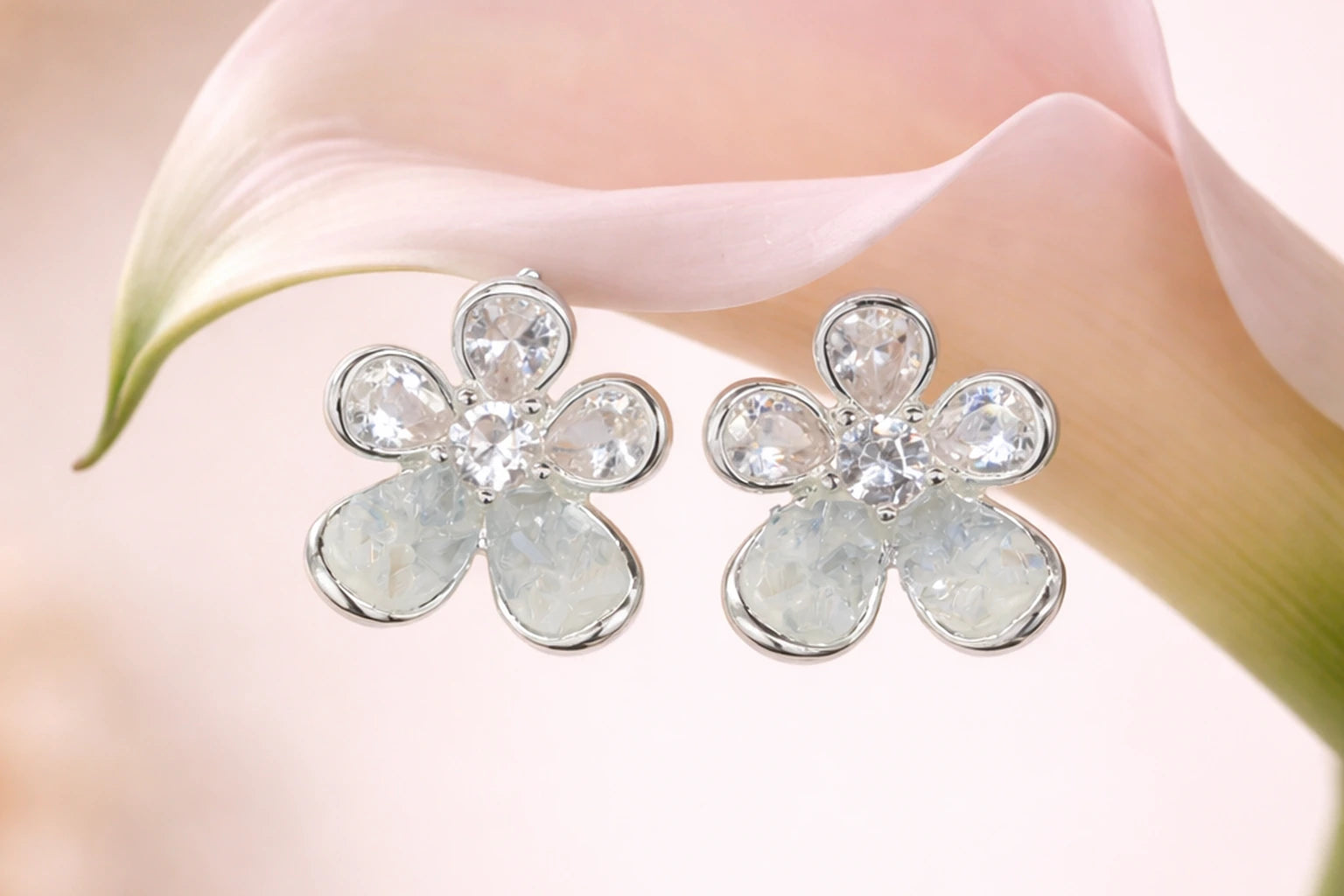 Stainless Steel Silver Polish with Swarovski Stone with Light Blue Crystal Anti-Tarnish & Anti-Allergic Fancy Earring for Girls