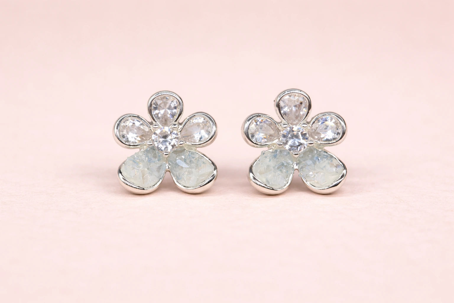 Stainless Steel Silver Polish with Swarovski Stone with Light Blue Crystal Anti-Tarnish & Anti-Allergic Fancy Earring for Girls