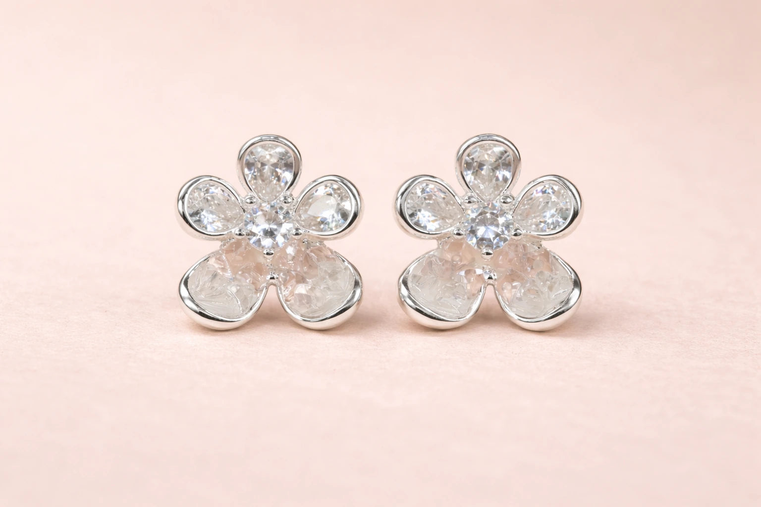 Stainless Steel Silver Polish with Swarovski Stone with Crystal Anti-Tarnish & Anti-Allergic Fancy Earring for Girls (Design 2)