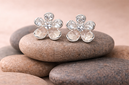 stainless steel silver polish with swarovski stone with crystal anti tarnish anti allergic fancy earring for girls